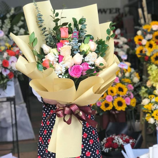 Bó hoa hồng  nhiều màu sắc - HB16