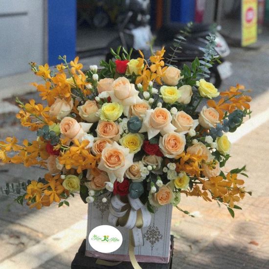 Hoa giỏ mỡ gà, lan vàng- HG02