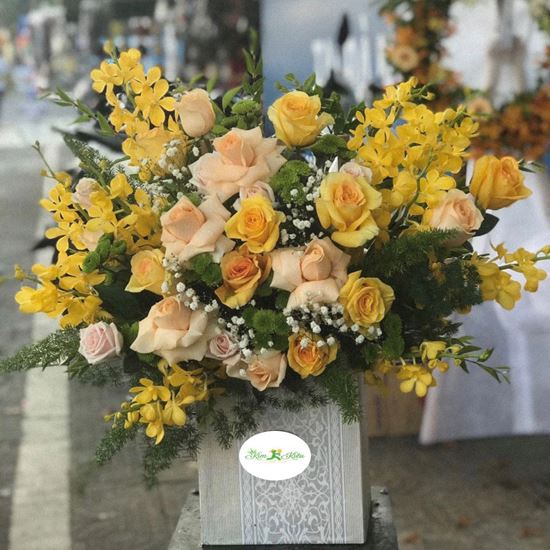 Hoa giỏ lan chanh, hồng vàng- HG03