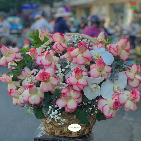 Hoa giỏ hồng son môi-HG19