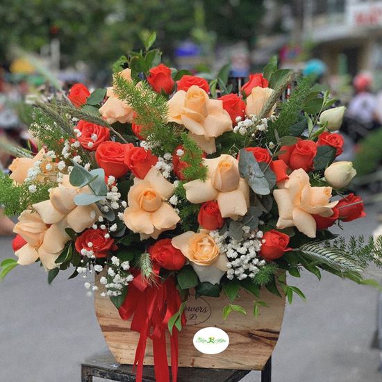 Hoa giỏ đỏ cam , mỡ gà- HG20