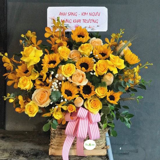 Hoa giỏ hướng dương,hồng vàng- HG53