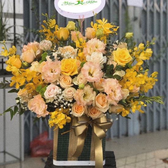 Hoa giỏ cát tường nhập,lan vàng- HG88