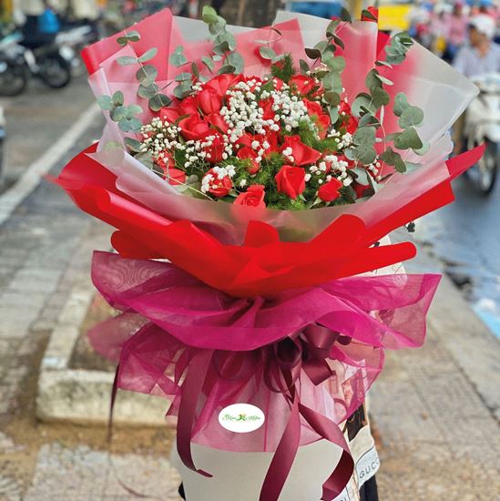 Bó hoa hồng đỏ cam - HB07