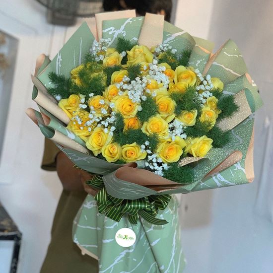 Bó hoa hồng vàng mix baby- HB33
