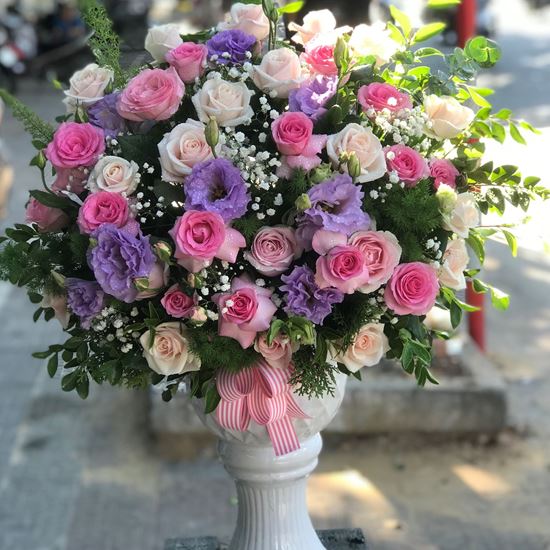 Bình hoa cát tường, hoa hồng- BI03