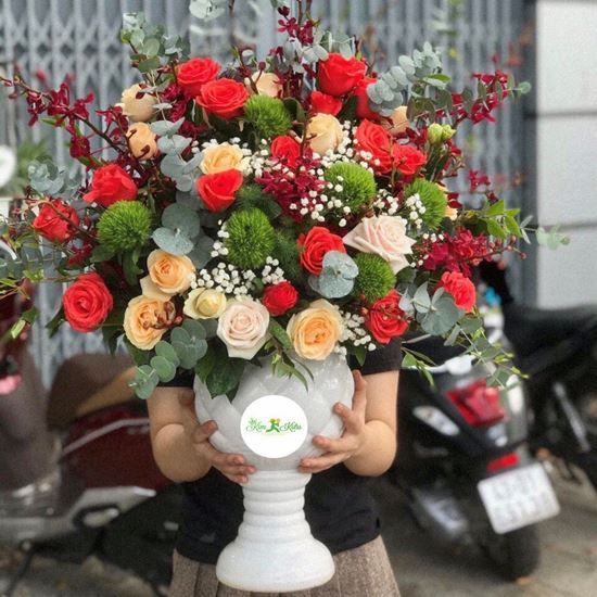 Bình hoa green wicky, hoa hồng - BI06