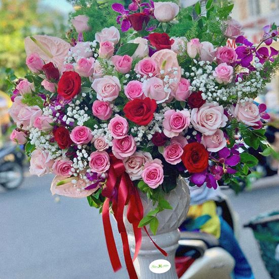 Bình hoa hồng tone tím - BI15