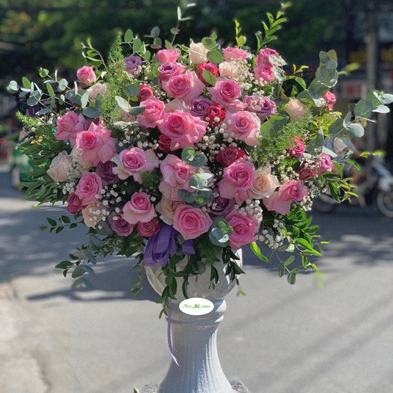 Bình hoa hồng tone hồng tím- BI23
