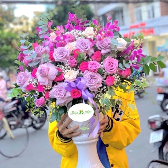 Bình hoa hồng tím, lan tím- BI26