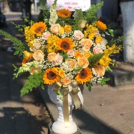 Bình hoa hướng dương, hoa hồng - BI27