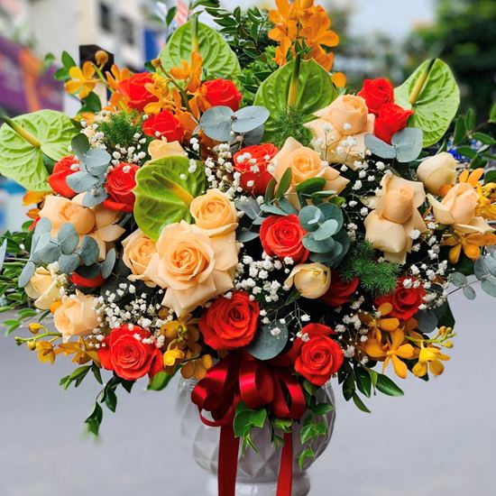 Bình hoa hồng, huyết môn xanh- BI29