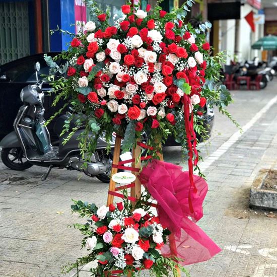 Kệ hoa cam đỏ, hồng kem - KH13