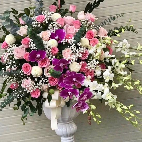 Bình hoa lan hồ điệp, hoa hồng- BI33