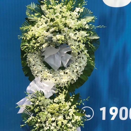 Vòng hoa viếng tone trắng - KV14