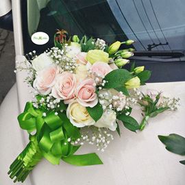 Bó hoa cưới hoa hồng, cát tường- HC05
