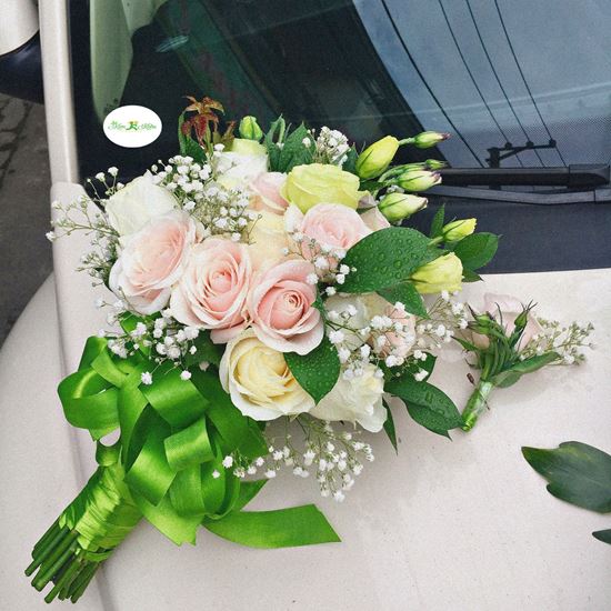Bó hoa cưới hoa hồng, cát tường- HC05
