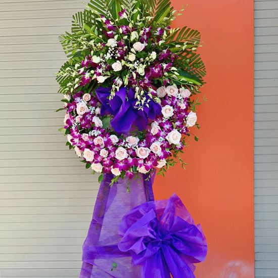 Vòng hoa lan tím, hồng kem-KV33