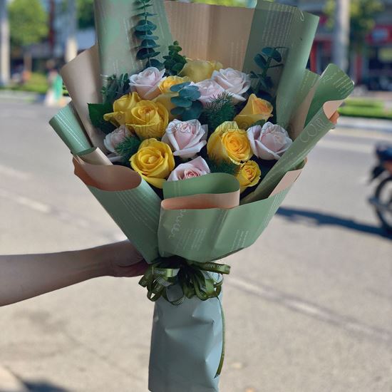 Hoa bó hồng kem, vàng-HB100