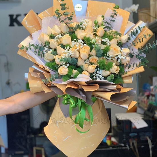 Hoa bó hồng mỡ gà-HB104