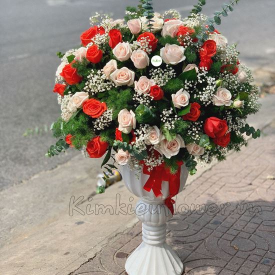 Bình hoa cam đỏ, kem-BI41