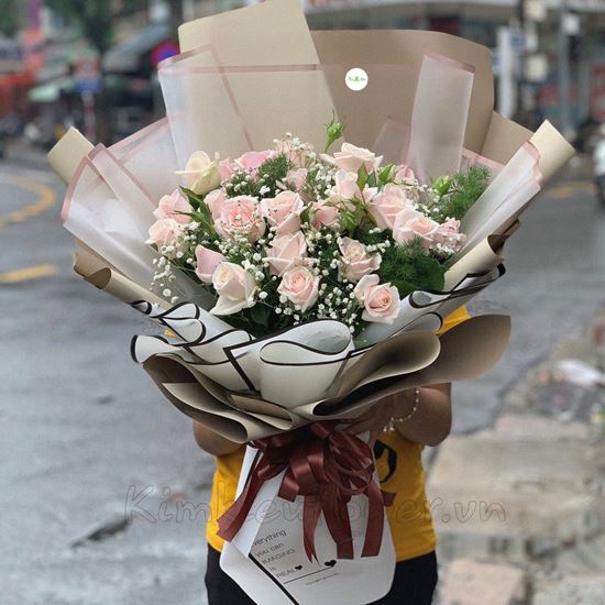 Bó hoa hồng kem-HB113