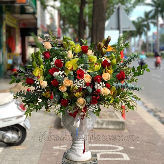 Bình hoa địa lan, hoa hồng-BI55