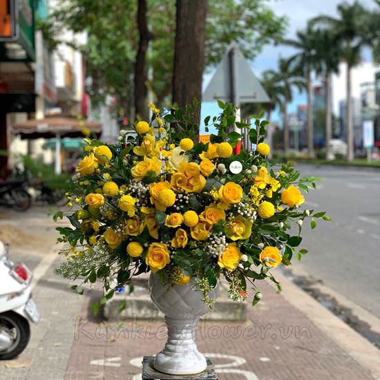 Bình hoa pingpong vàng , lan vũ nữ-BI56