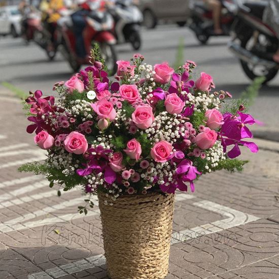 Hoa lẵng hồng dâu, lan tím-HG143