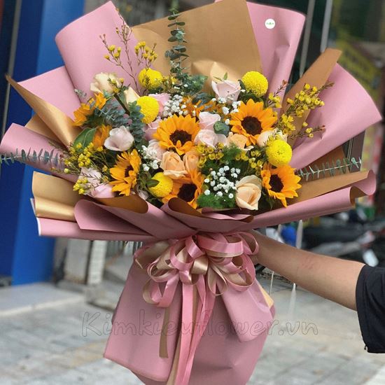 Bó hoa hướng dương, thanh liễu-HB123