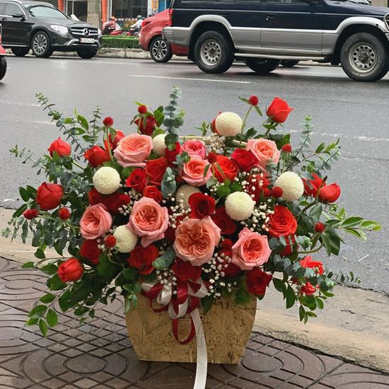 Giỏ hoa hồng ohara,hồng đỏ-HG147