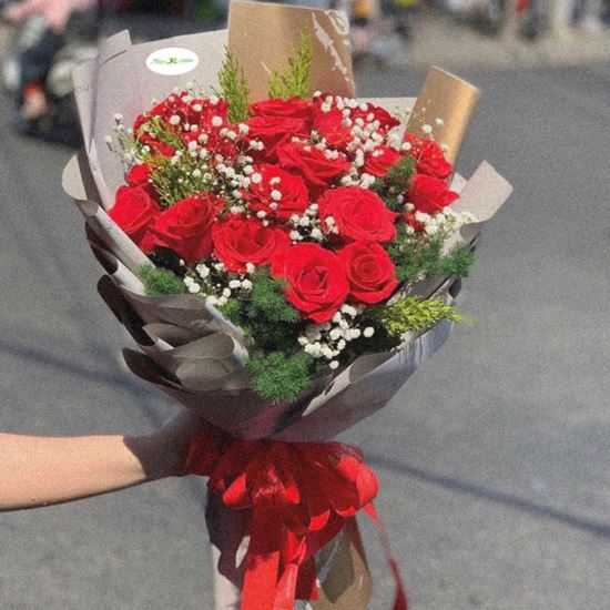 Bó hoa hồng đỏ mix baby- HB30