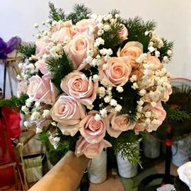 Bó hoa cưới hoa hồng pastel- HC07