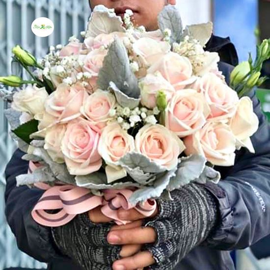 Bó hoa cưới hồng kem- HC09