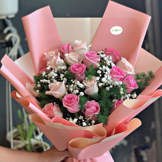 Hoa bó hồng dâu, hồng kem- HB91