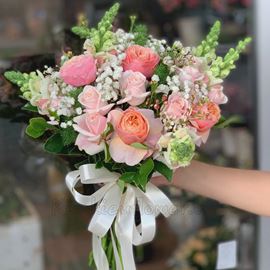 Bó hoa cưới hồng juliet, mõm sói -HC19