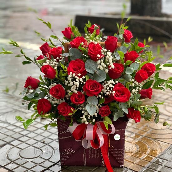 giỏ hoa hồng đỏ - HG156