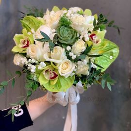 Bó hoa cưới địa lan, sen đá - HC23
