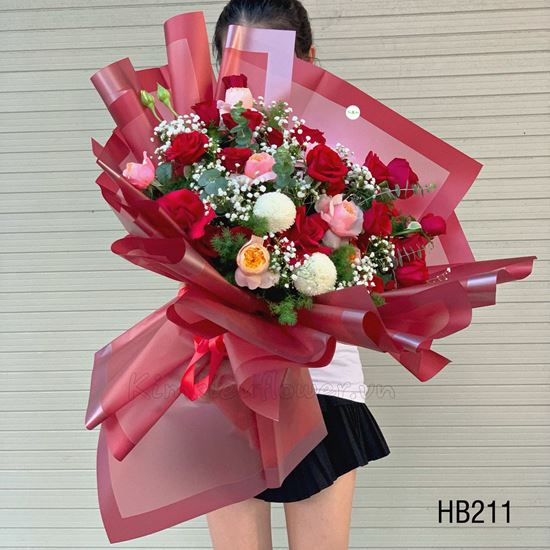 Bó hoa ping pong, hoa hồng  - HB211