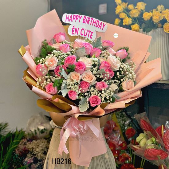 Bó hoa hồng dâu, pastel - HB216