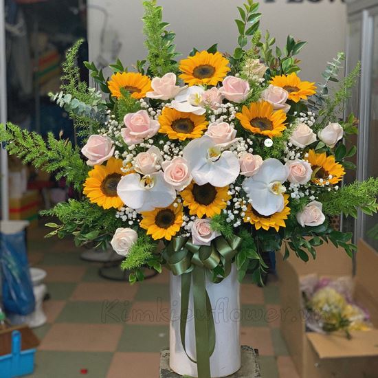 Bình hoa hướng dương, lan hồ điệp- HQ84