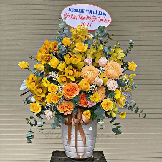 Bình hoa địa lan, cúc mẫu đơn - BI153