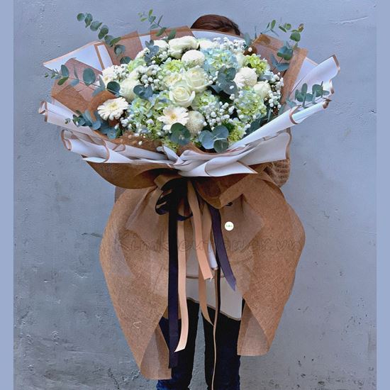Bó hoa cẩm tú cầu, pingpong trắng - HB278