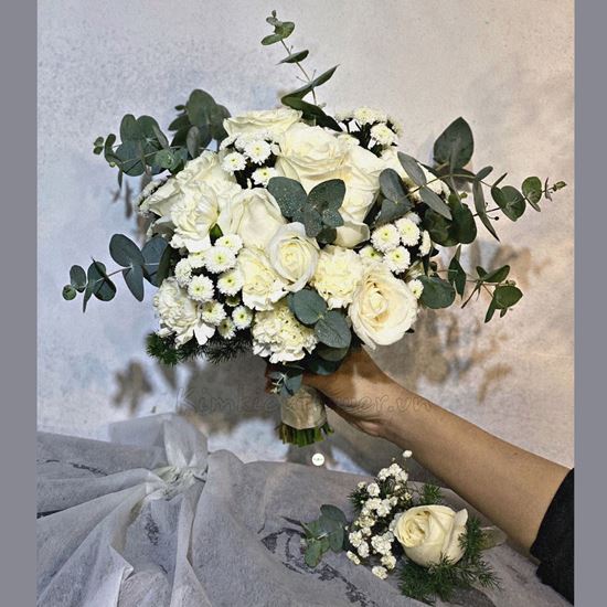 Bó hoa hồng trắng, cẩm chướng trắng - HC45