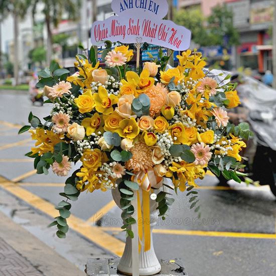 Bình địa lan, hoa hồng - BI167