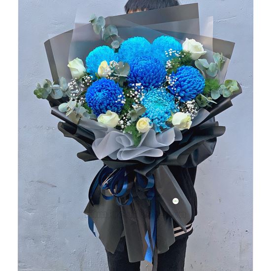 Bó hoa cúc mẫu đơn xanh - HB391