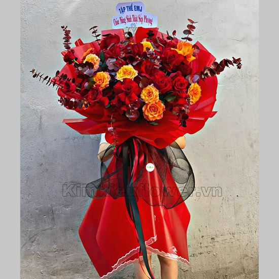 Bó hoa hồng đỏ, cam spirit - HB319
