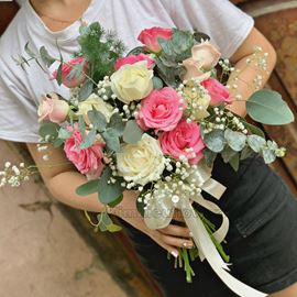 Bó hoa cưới hồng dâu - HC53