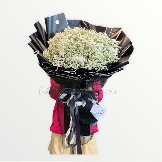Bó hoa baby gói giấy đen - HP19