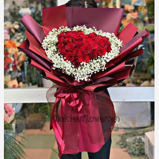 Bó hoa trái tim, hồng đỏ - HP21